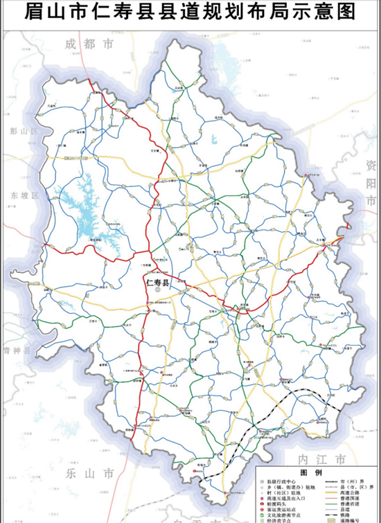 仁寿县县道规划布局图(2021—2035).(二)主骨架布局.